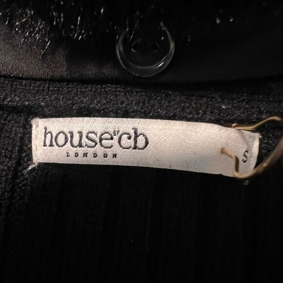 House of CB Black Ribbed Bodycon Long Sleeve Mini Dress Women’s Size Small - Picture 9 of 10